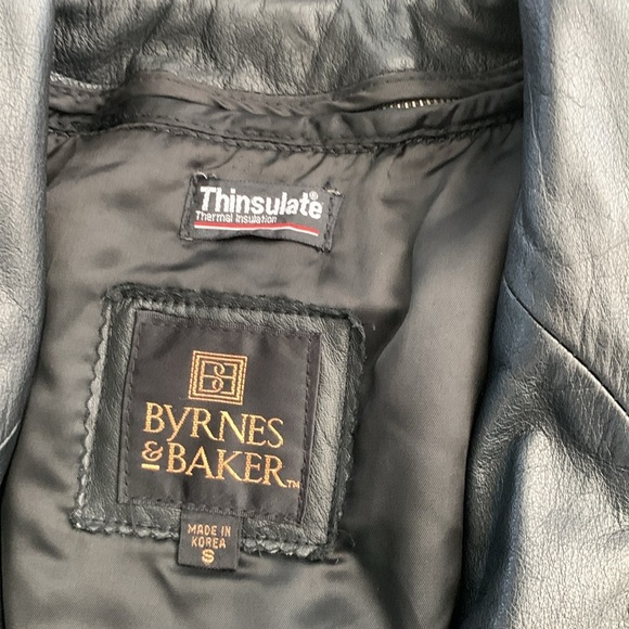 Byrnes & baker Black Leather Jacket thinsulate size S moto preppy y2k vintage‎ - Picture 11 of 15